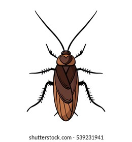 Cockroach icon in cartoon style isolated on white background. Insects symbol stock vector illustration.