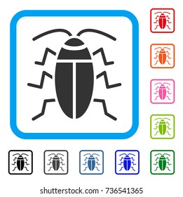 Cockroach icon. Flat grey pictogram symbol in a light blue rounded rectangle. Black, gray, green, blue, red, orange color additional versions of Cockroach vector. Designed for web and app interfaces.