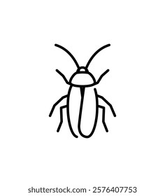 Cockroach, icon in line design. Cockroach, pest, insect, bug, crawling, infestation, nuisance on white background vector. Cockroach, editable stroke icon