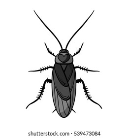 Cockroach icon in monochrome style isolated on white background. Insects symbol stock vector illustration.