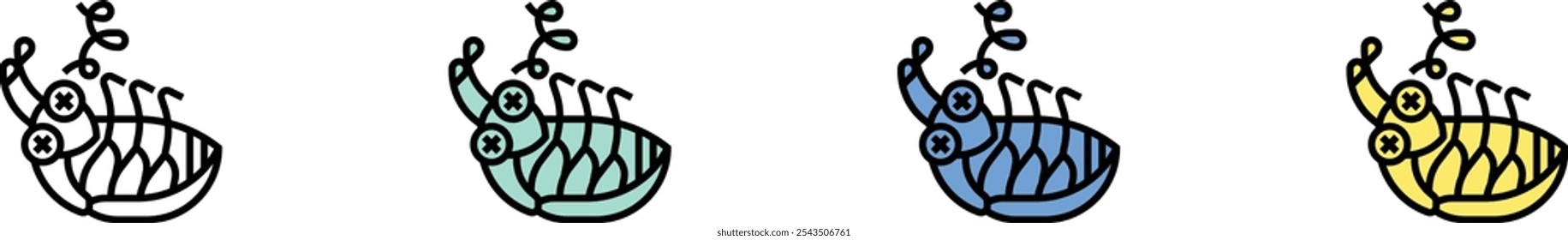 cockroach icon. Outline, Green, Blue and Yellow Style Design Isolated On White Background