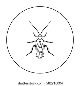 Cockroach icon in outline style isolated on white background. Insects symbol stock vector illustration.
