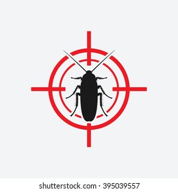 cockroach icon red target - vector illustration. eps 8