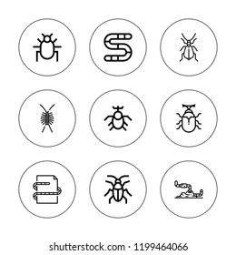 Cockroach icon set. collection of 9 outline cockroach icons with beetle, cockroach, centipede, parasite icons. editable icons.