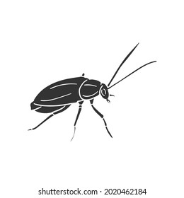 Cockroach Icon Silhouette Illustration. Insect Bug Vector Graphic Pictogram Symbol Clip Art. Doodle Sketch Black Sign.