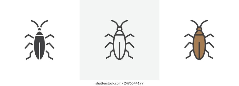 Icono de cucaracha colección sobre fondo blanco.