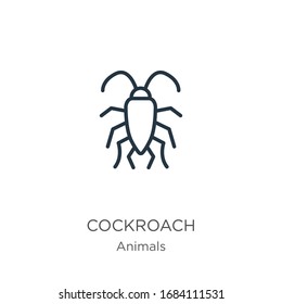 Icono de cucaracha. Icono de contorno de cucarachas lineales delgadas aisladas en fondo blanco de la colección de animales. Signo vectorial de línea, símbolo para web y móvil