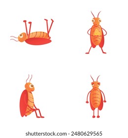 Cockroach icons set cartoon vector. Various brown cockroach. Insect, cartoon character