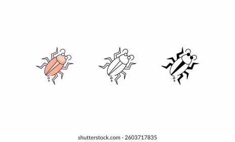 Cockroach icons set Line and Glyph black vector icon stock illustration