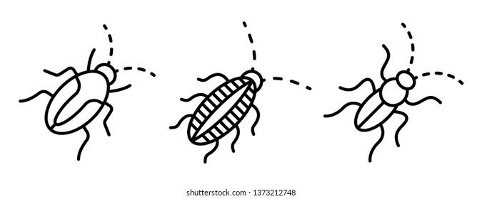 Cockroach icons set. Outline set of cockroach vector icons for web design isolated on white background