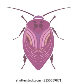 Insecto cucaracha. Diseño decorativo en la tierra de los colores naturales. Ilustración vectorial de insectos geométricos en estilo plano