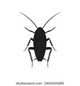 Icono de insecto cucaracha aislado sobre fondo blanco, vista superior de la silueta de insecto plaga. Contaminación por parásitos de cuerpo plano, cucarachas Ilustración vectorial