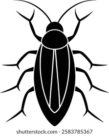 cockroach insect silhouette isolated icon vector illustration design  black and white