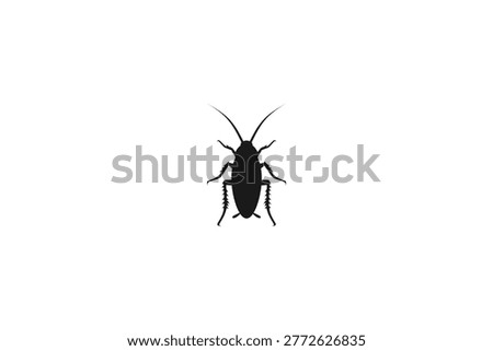 Cockroach insect silhouette top view isolated on white