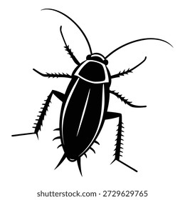 Cockroach Insect Silhouette and vector Illustration Black and White