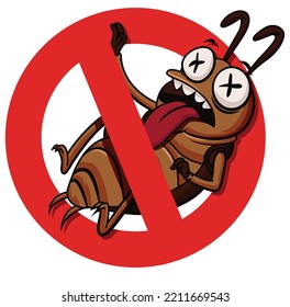 diseño de ilustración de vector de signo de muerte de cucaracha