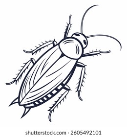 Cockroach line art vector on white background