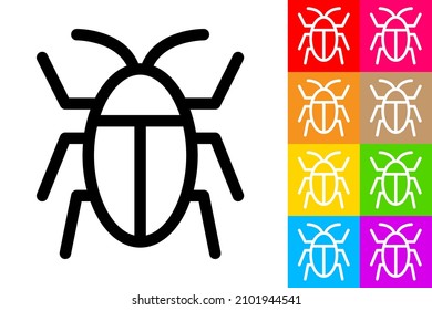 Cockroach. Line Icon With Different Color Background.