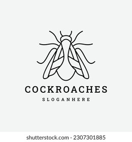 Cockroach logo animals design vector line style .