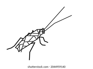 Cockroach in Low Poly art concept. Editable Clip Art.