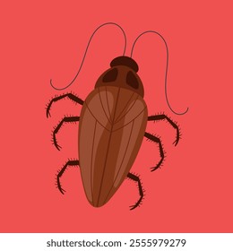 Cockroach moth mite bug roach isolated on white background. Vector flat graphic design illustration	