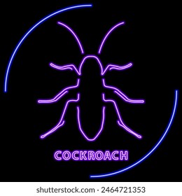 cockroach neon sign, modern glowing banner design, colorful modern design trend on black background. Vector illustration.