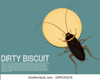 A cockroach is occupying a piece of biscuit