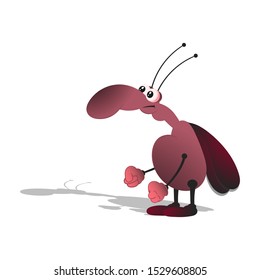 Cockroach on a white background with shadow vector illustration