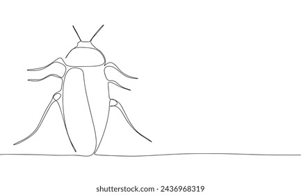 Cockroach one line continuous. Line art cockroach isolated on transparent background. Hand drawn vector art.