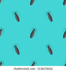 Cockroach pattern seamless. Insect background. Beetle ornament. Bug texture. Vector illustration

