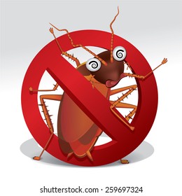 cockroach repellent vector , stop cockroach sign , no cockroach. Vector illustration