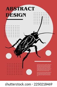 Cockroach, roach. Set of vector posters with insects. Engraving illustrations and typography. Background images for cover, banner