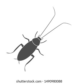 Cockroach silhouette on white background. Vector icon.