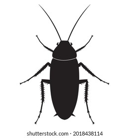 Cockroach Silhouette. Symbol of pets insect control service. Bug spray and insecticide icon. Vector. Isolated  on white background.
