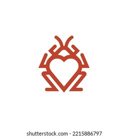 Cockroach Simple Modern Icon Design. Heart In Cockroach Logo Isolated On White Background. Awesome Cockroach With Heart Logo.