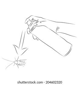 Cockroach spray with spray cans over white background