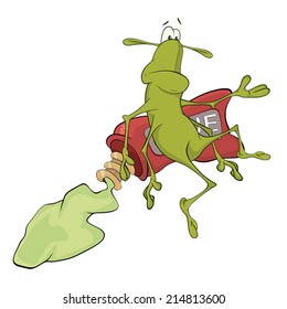 A cockroach and a tube with glue  cartoon
