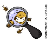cockroach under the magnifying glass