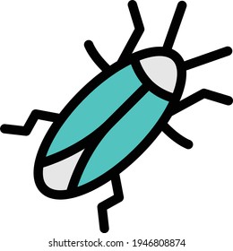 cockroach vector color line icon