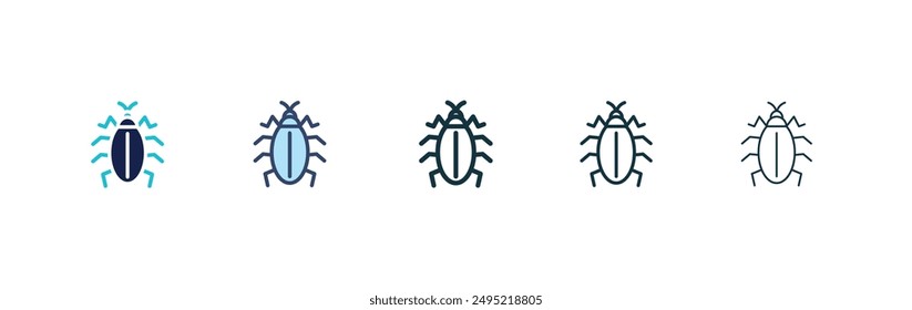 Cockroach vector icon set black filled and outlined style.