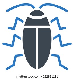 Cockroach vector icon. Style is bicolor flat symbol, smooth blue colors, rounded angles, white background.