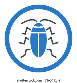 Cockroach vector icon. Style is bicolor flat rounded symbol, smooth blue colors, rounded angles, white background.
