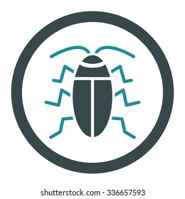 Cockroach vector icon. Style is bicolor flat rounded symbol, soft blue colors, rounded angles, white background.