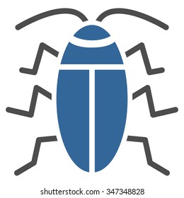 Cockroach vector icon. Style is bicolor flat symbol, cobalt and gray colors, rounded angles, white background.