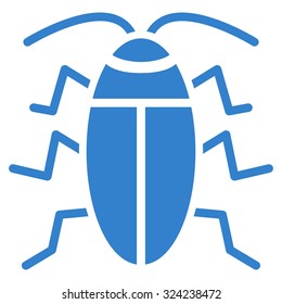 Cockroach vector icon. Style is flat symbol, cobalt color, rounded angles, white background.
