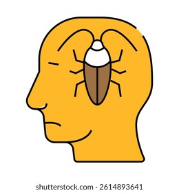 cockroaches in head, neurosis problem line icon vector. cockroaches in head, neurosis problem sign. isolated symbol illustration