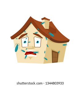 Cockroaches in house isolated. Infected by insects Home Cartoon Style. Building panicked Vector