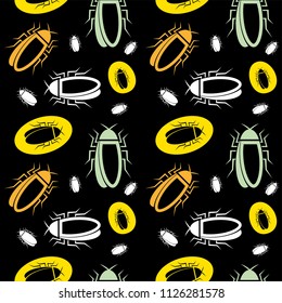 Cockroaches pattern with colorful shapes. 