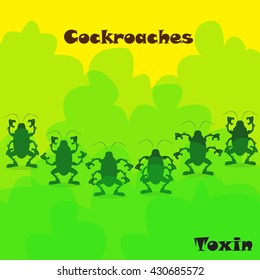 cockroaches and smoke toxins - vector illustration