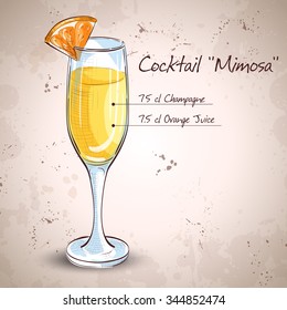 mimosa cocktail glass drink color icon vector illustration